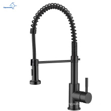 Aquacubic 2021 China Factory Cupc Certified Solid Brass Black Pull Down Spring Kitchen Faucet